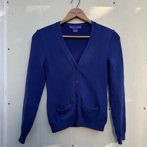 Ralph Lauren Collection Purple Label Front Pocket Button Up Cardigan Size Small